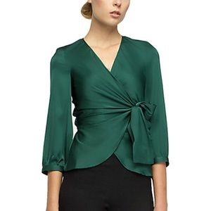 BGL Silky Wrap Top in Green, New with Tag, Size 6